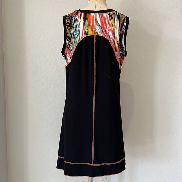 Clarity Sleeveless Top, asymmetrical hem, colorful, art to wear, size 12(L?) - Picture 5 of 8